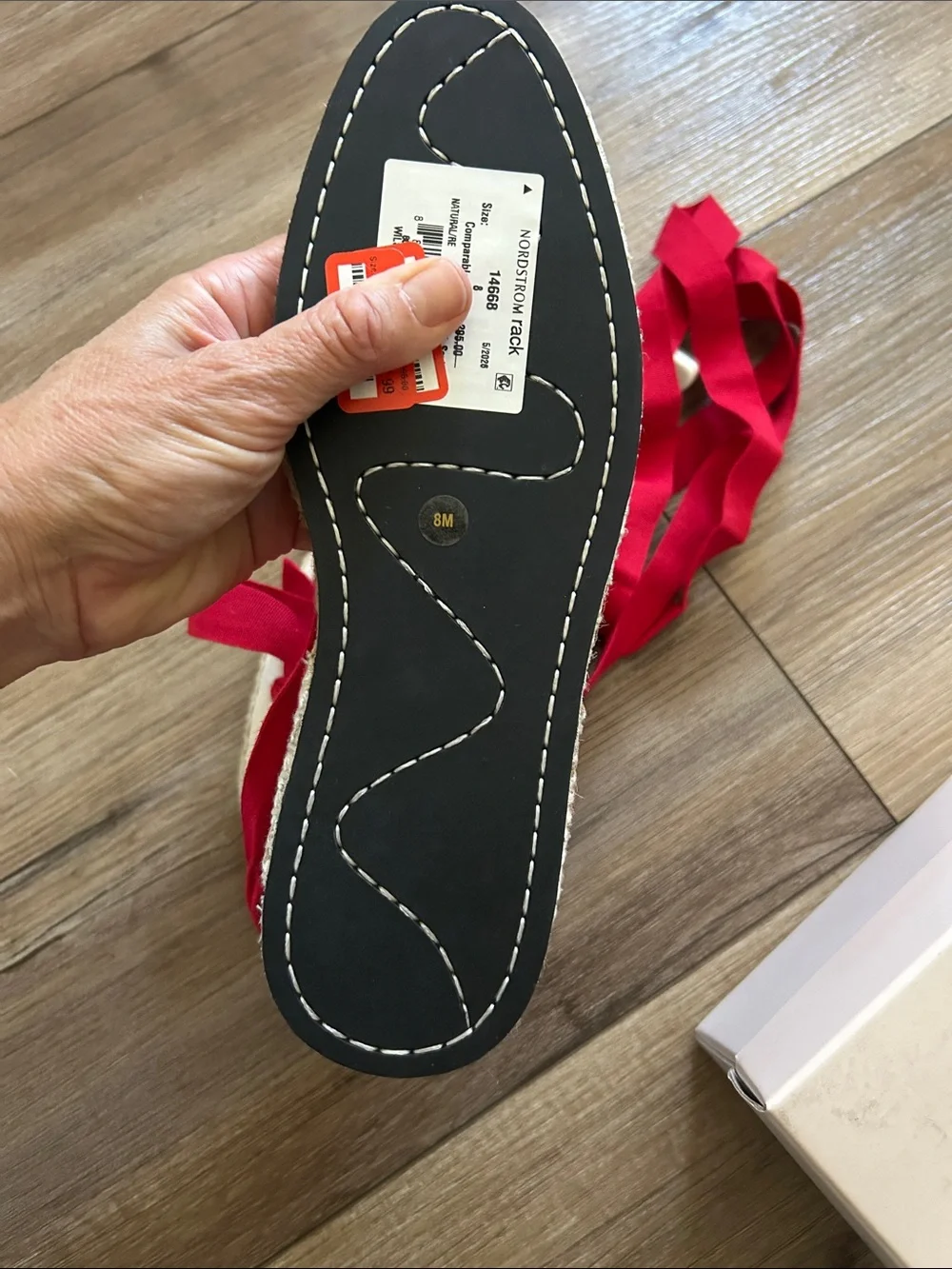 Loeffler Randall Wilson Red Ribbon Lace-Up Espadrilles size 8.5 new